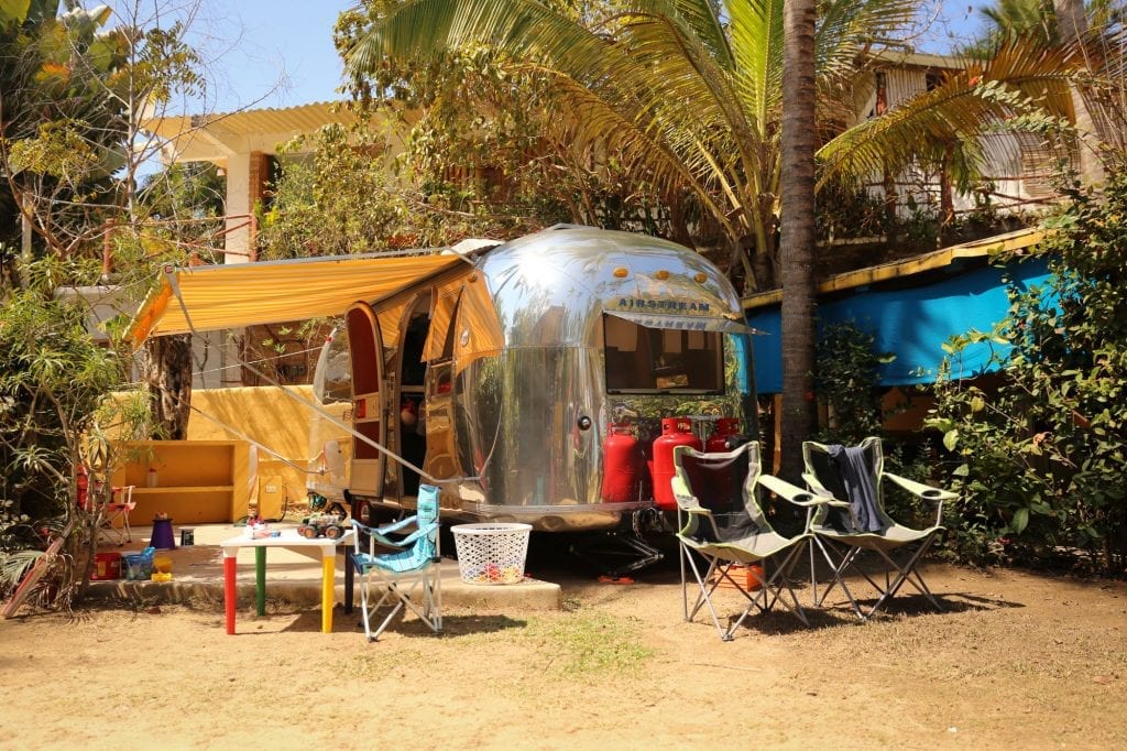 Pat's 1966 Airstream at the Sayulita campground, fifty feet from the beach.